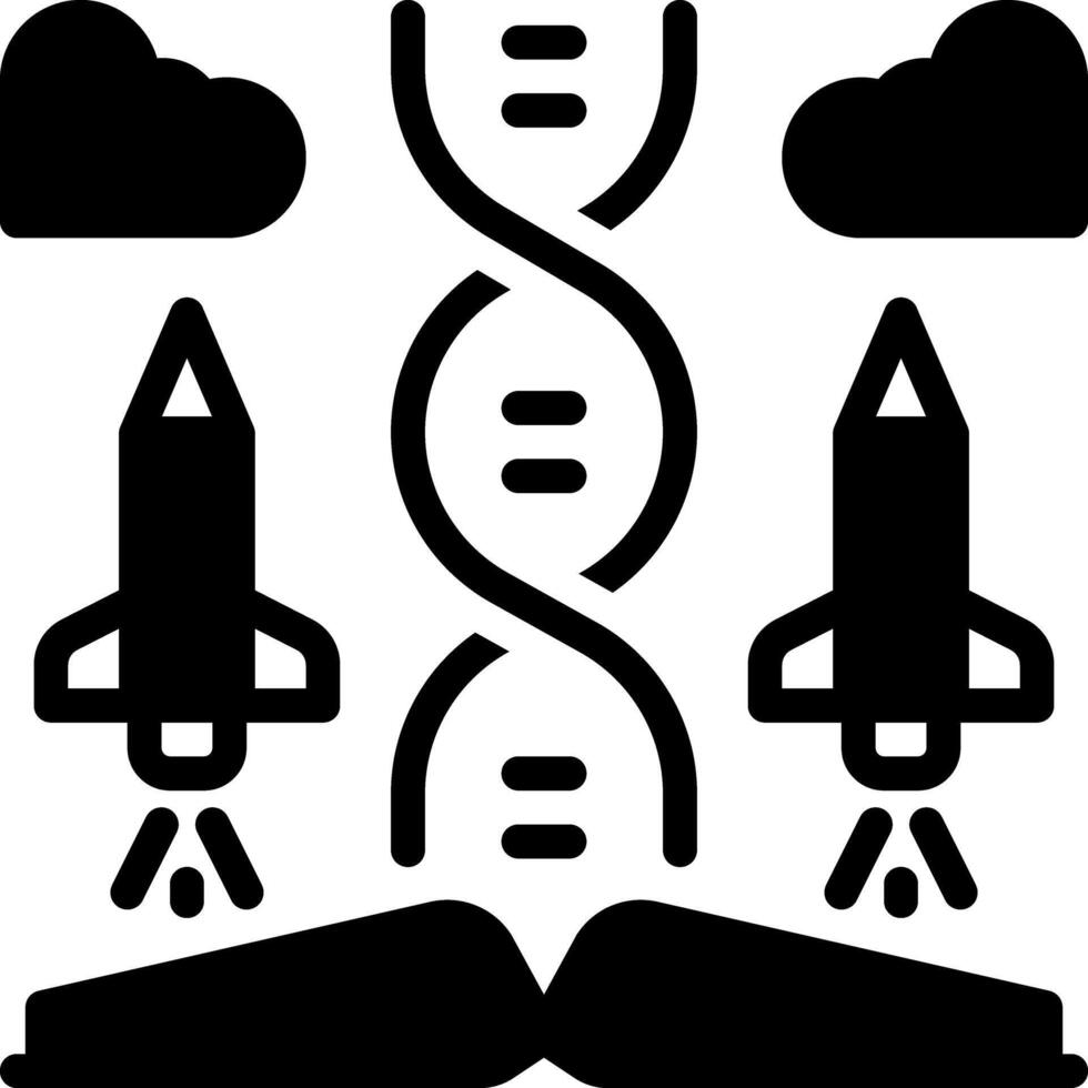 Solid black icon for science education vector