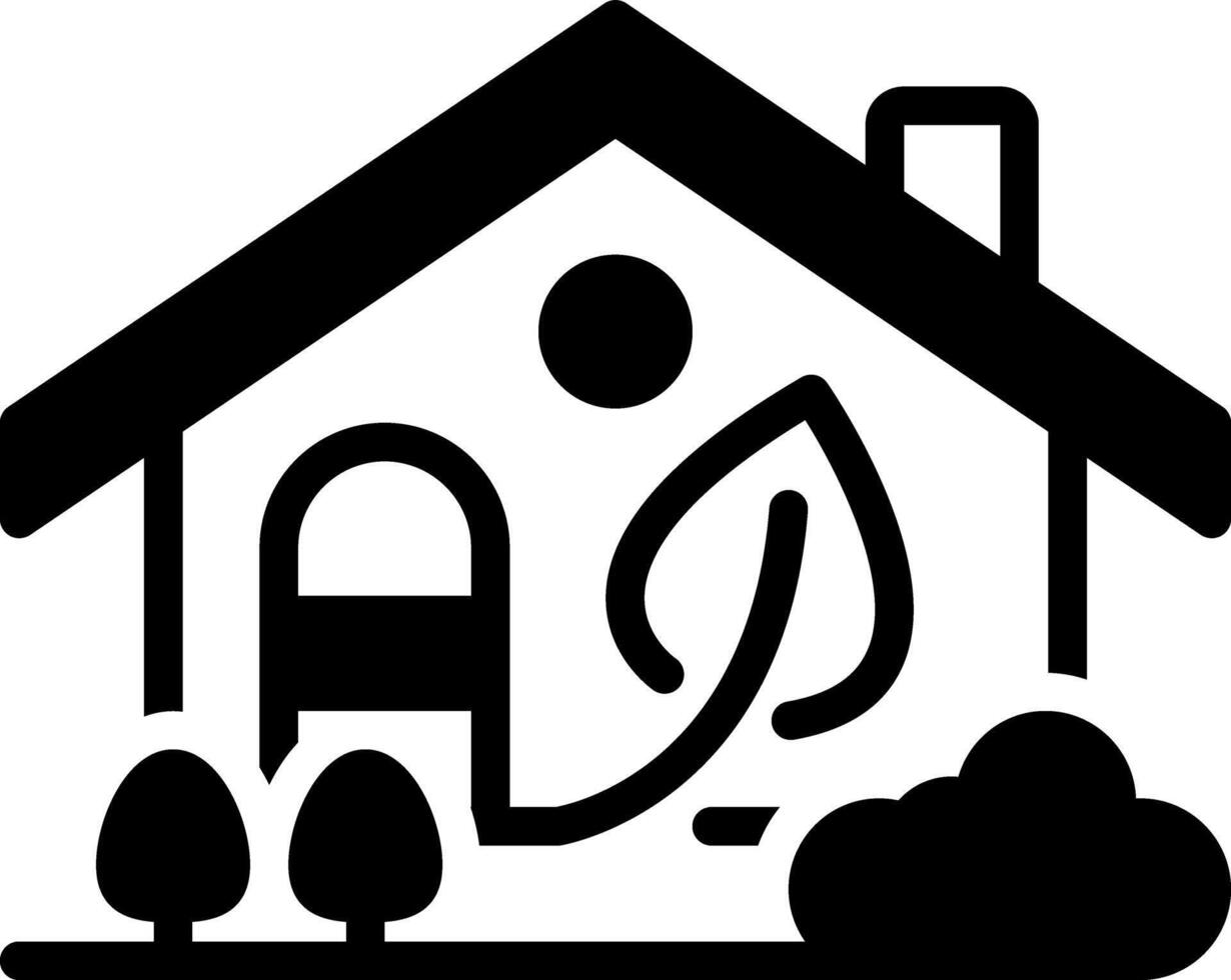 Solid black icon for eco house vector