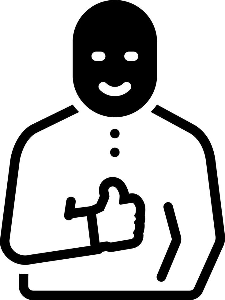 Solid black icon for positive body language vector