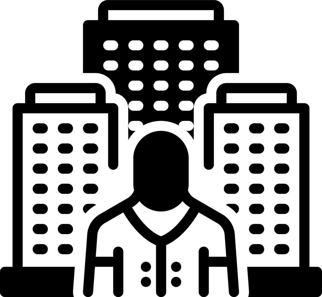 Solid black icon for property agent vector