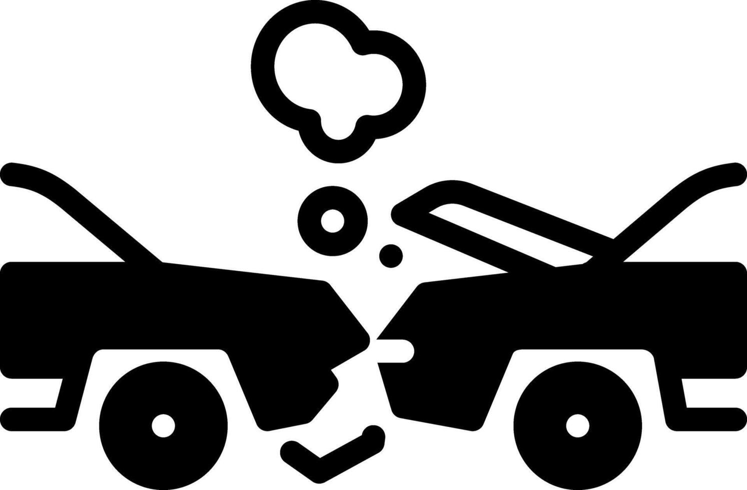 Solid black icon for car accident vector