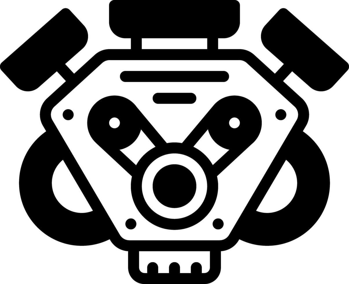 Solid black icon for engine vector