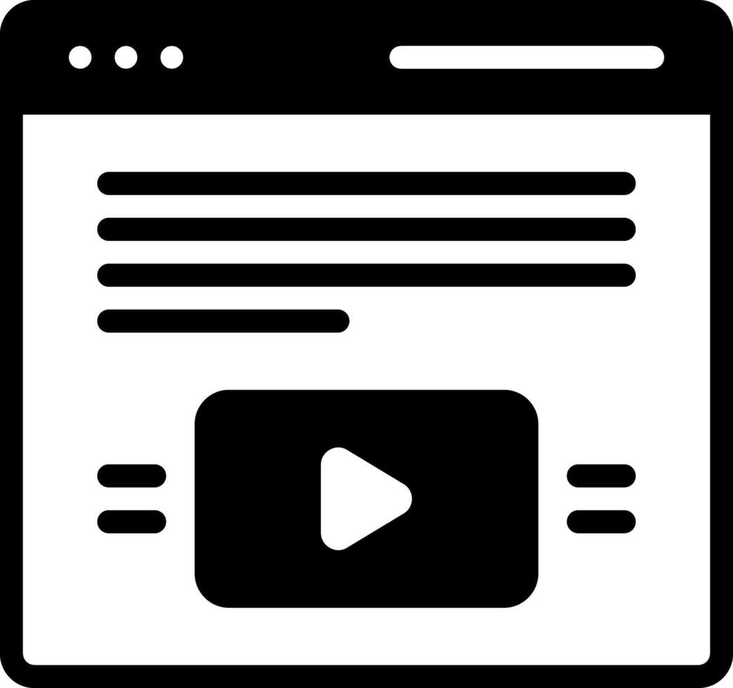 Solid black icon for vlog review content vector