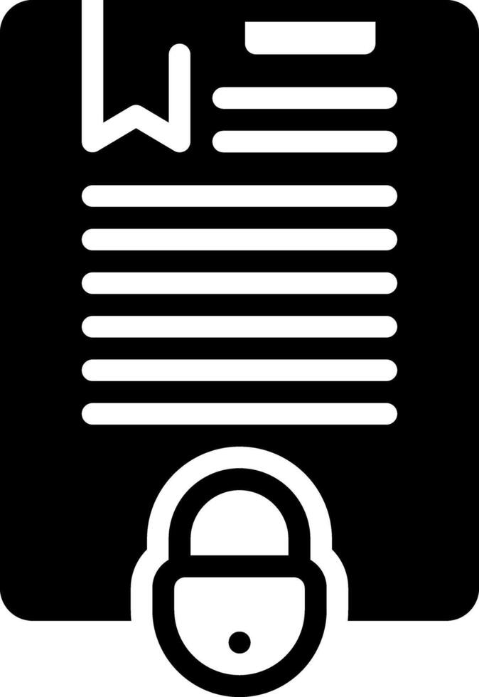 Solid black icon for document protection vector