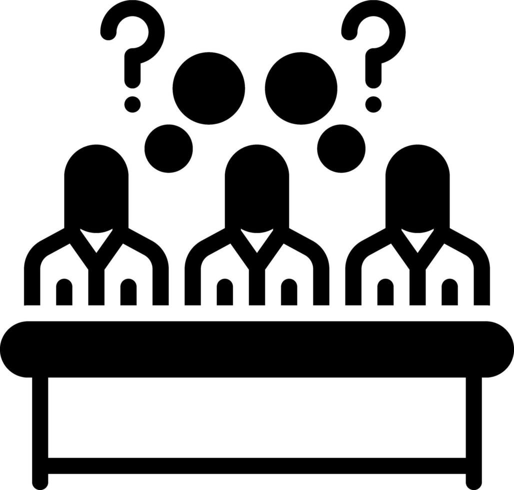 Solid black icon for deliberation vector
