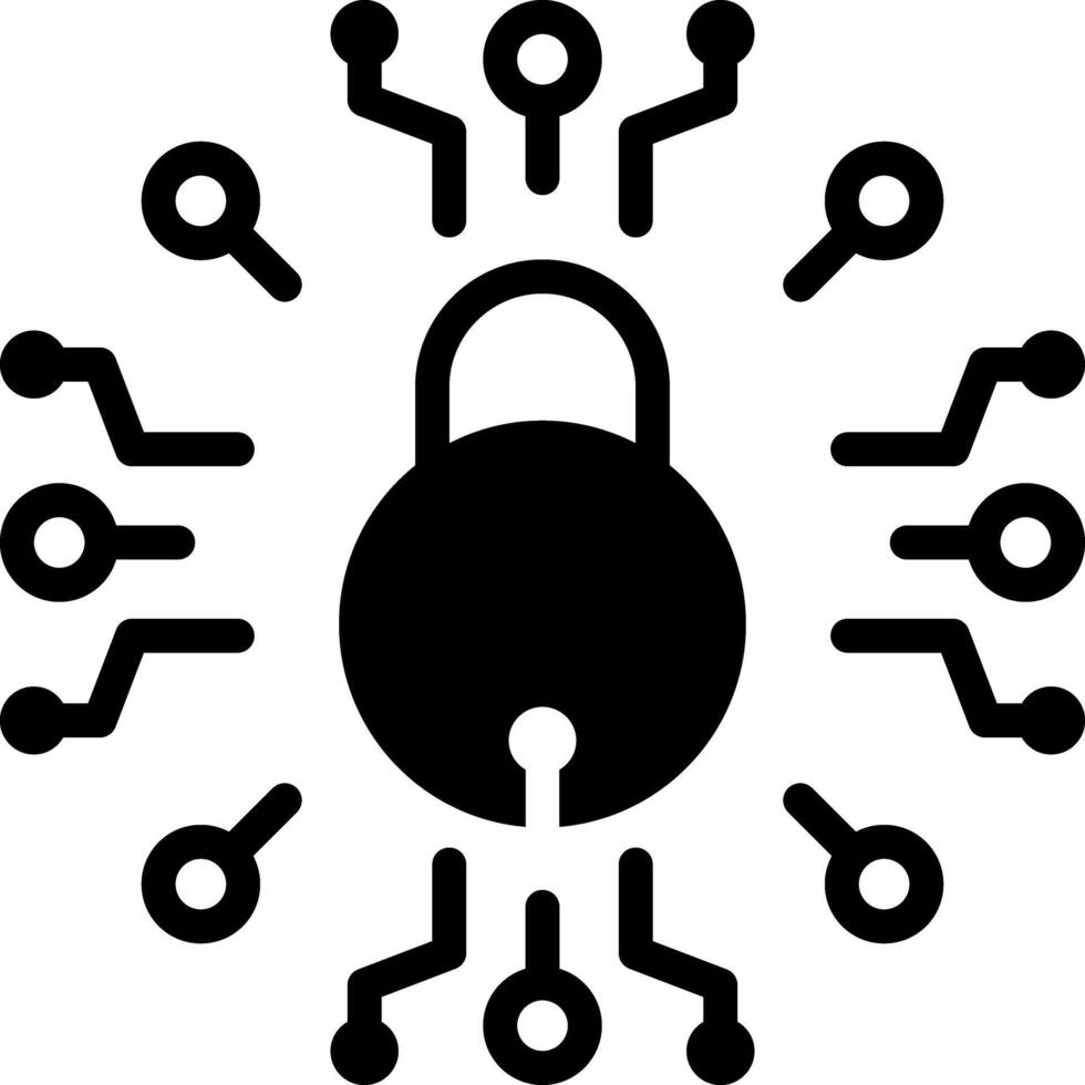 Solid black icon for secure network vector