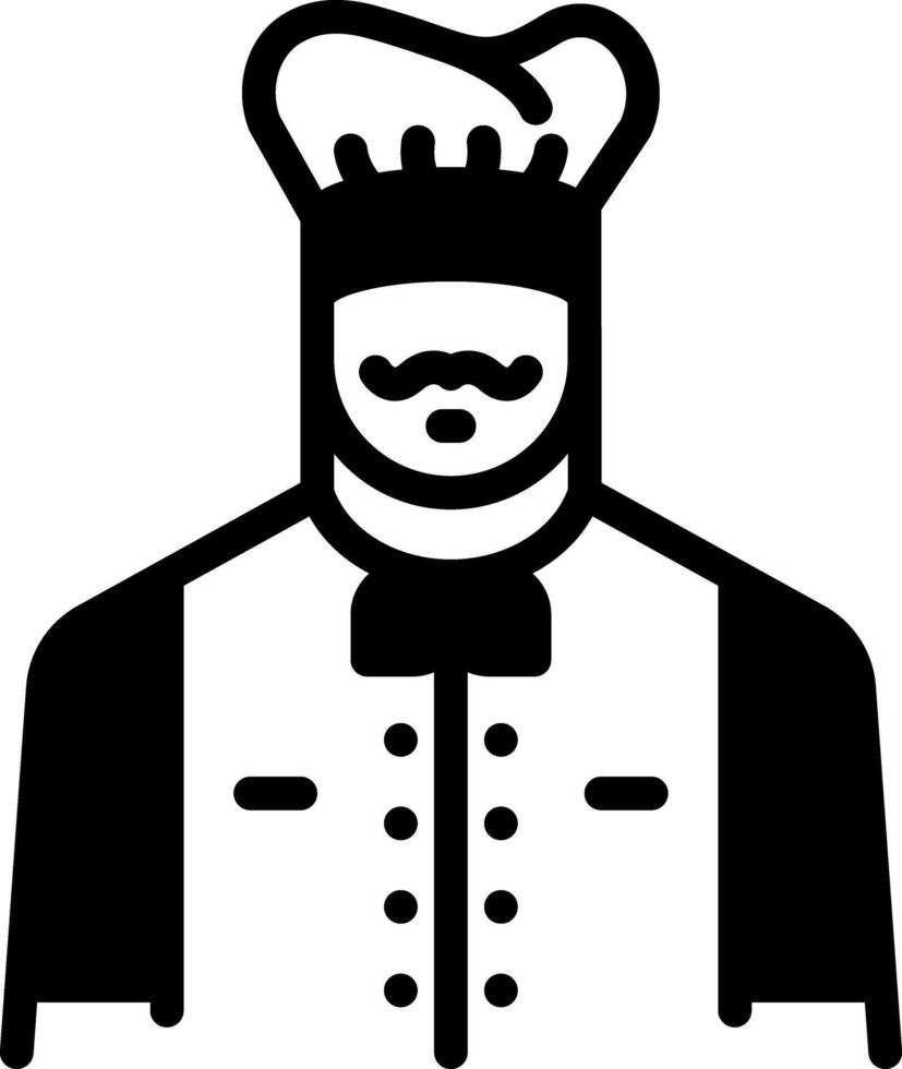 Solid black icon for chef vector