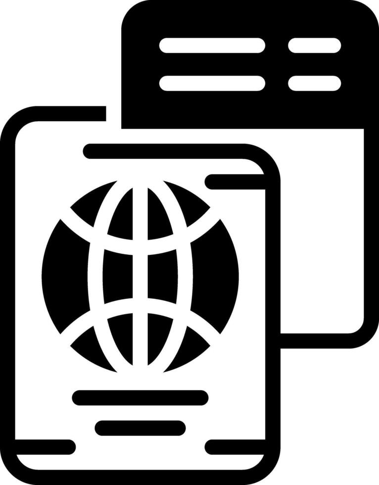 Solid black icon for passport vector