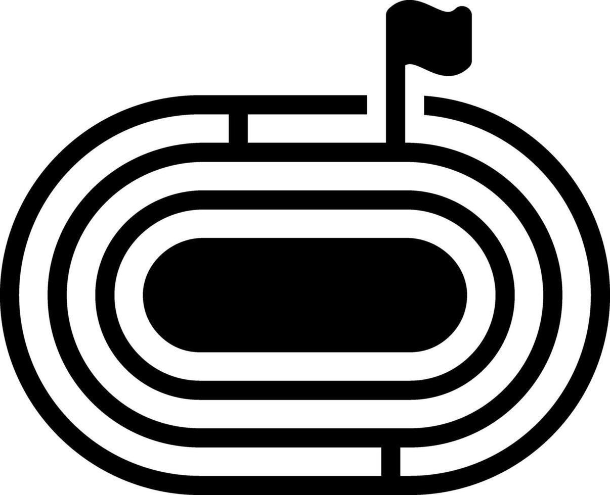 Solid black icon for running track vector