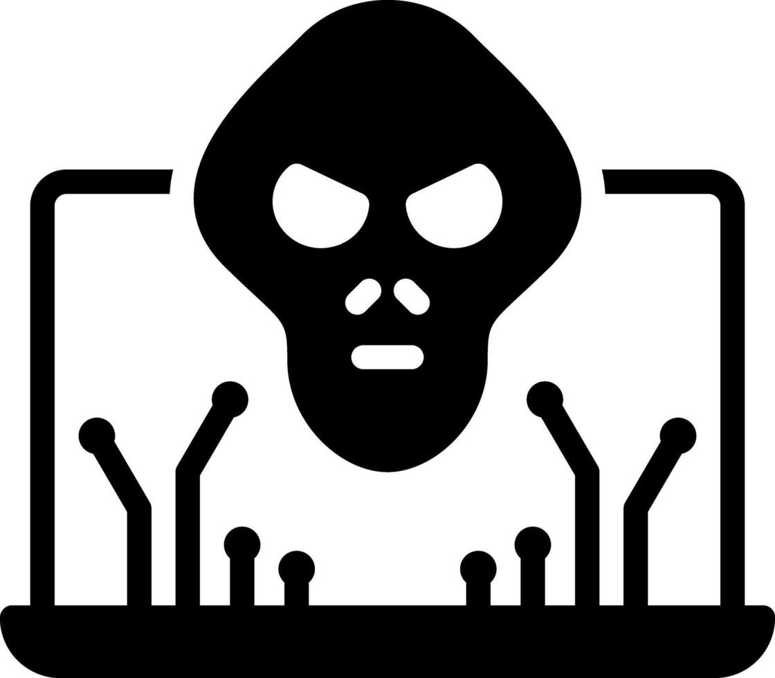 Solid black icon for cyber attack vector