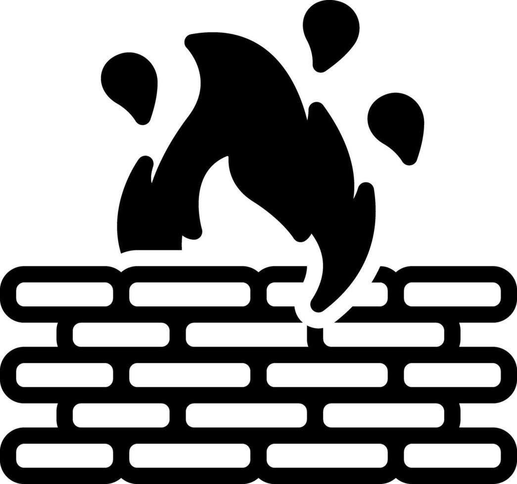 Solid black icon for firewall vector