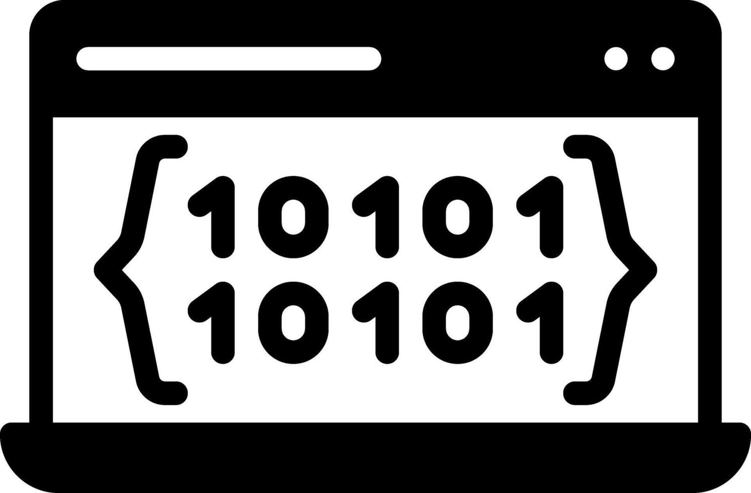 Solid black icon for binary code vector