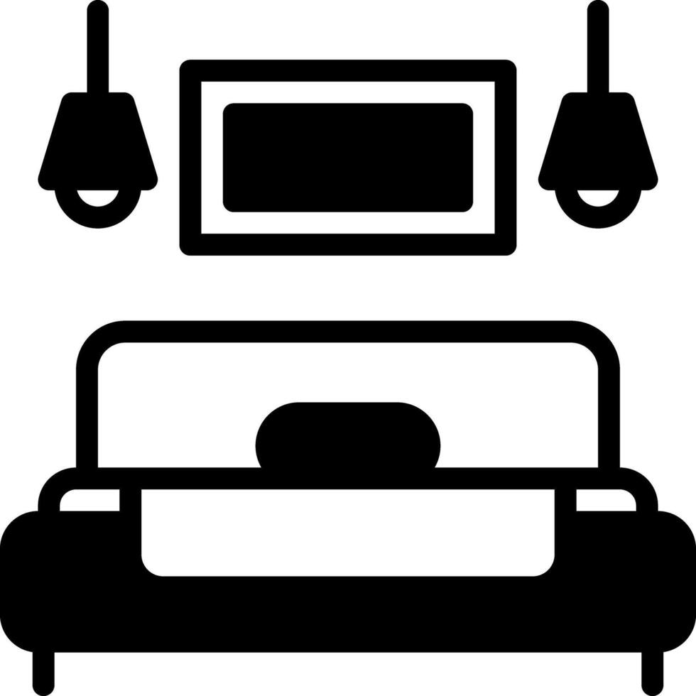 Solid black icon for singal bed vector