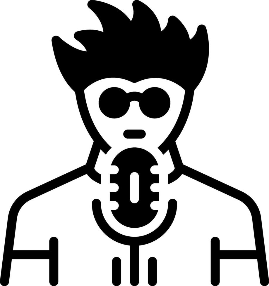 Solid black icon for singing vector
