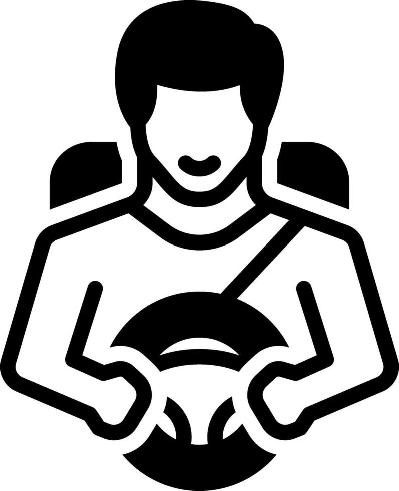 Solid black icon for driver vector