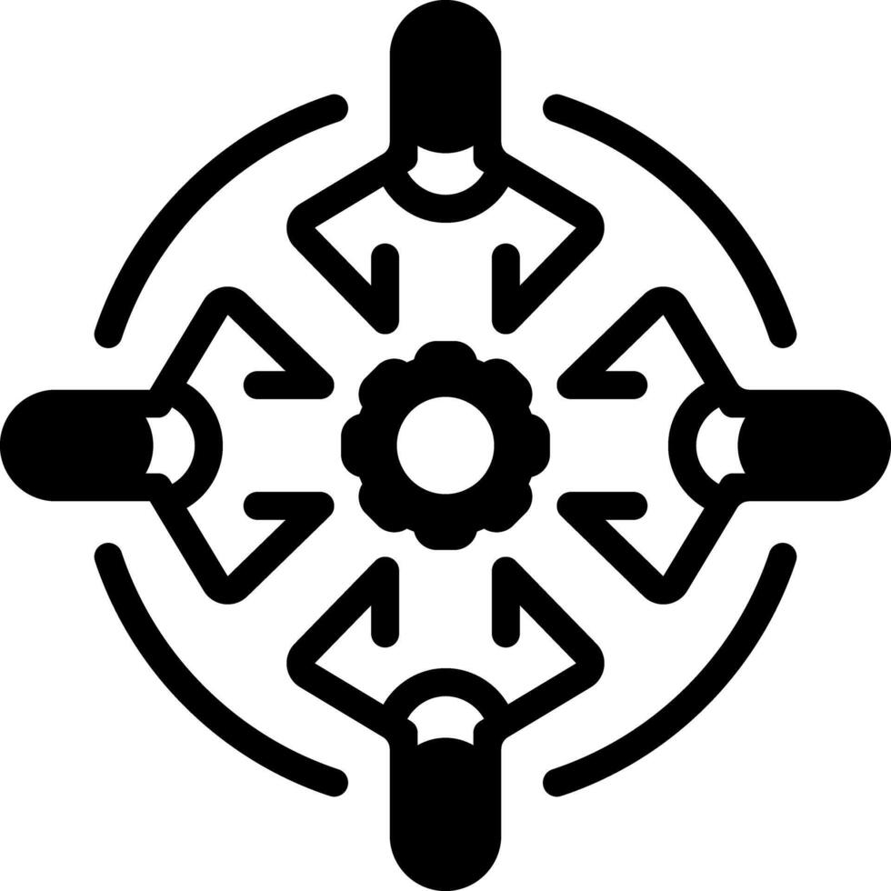 Solid black icon for teamwork vector