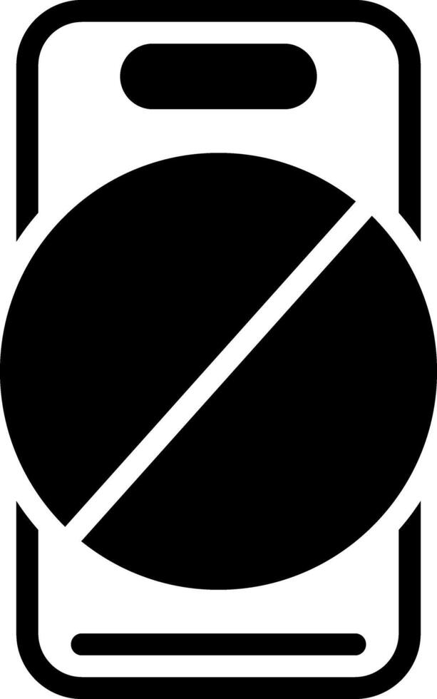 Solid black icon for no phone vector