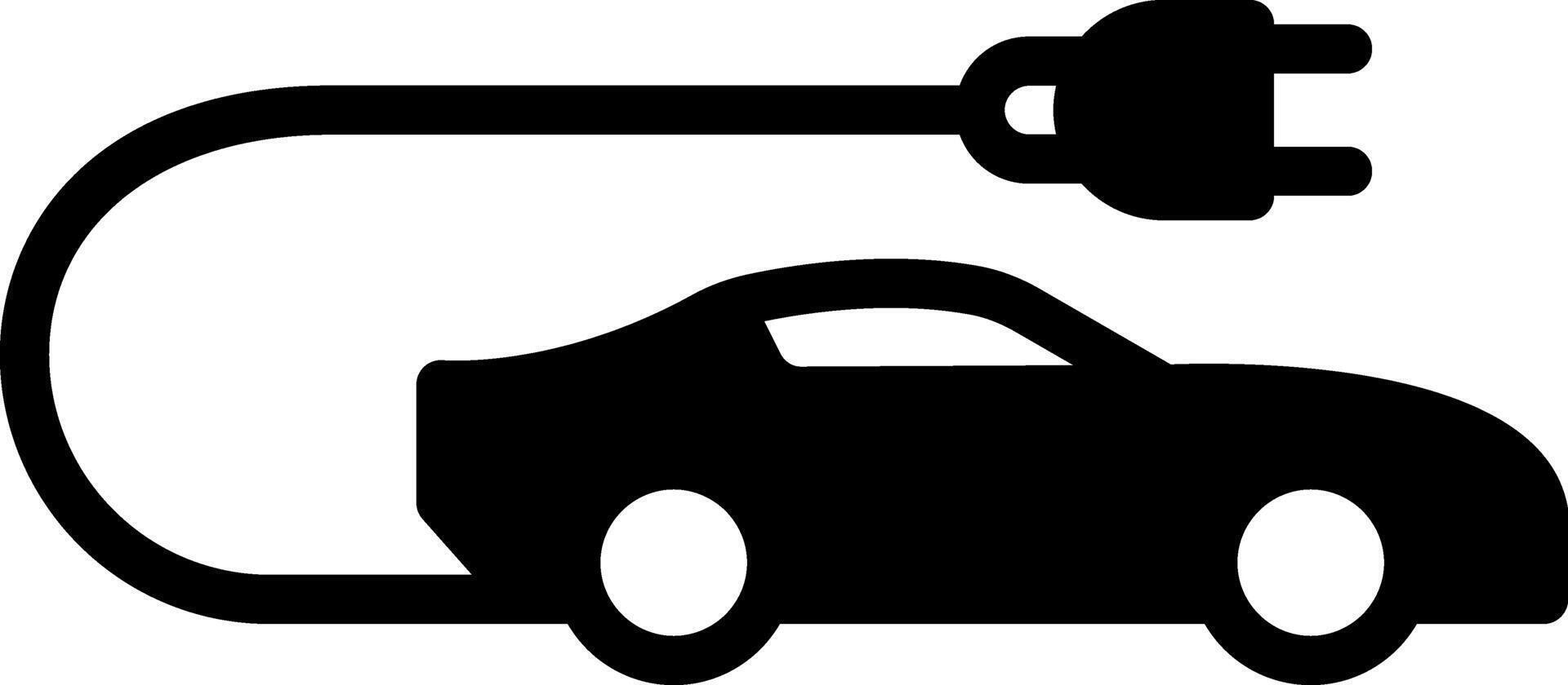 Solid black icon for electric car vector