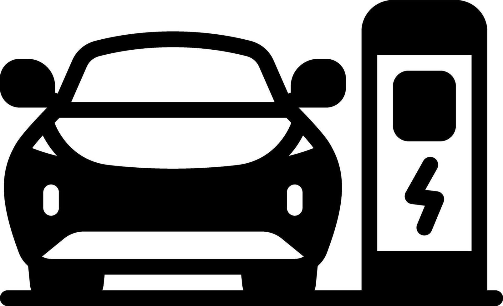 Solid black icon for electric car vector