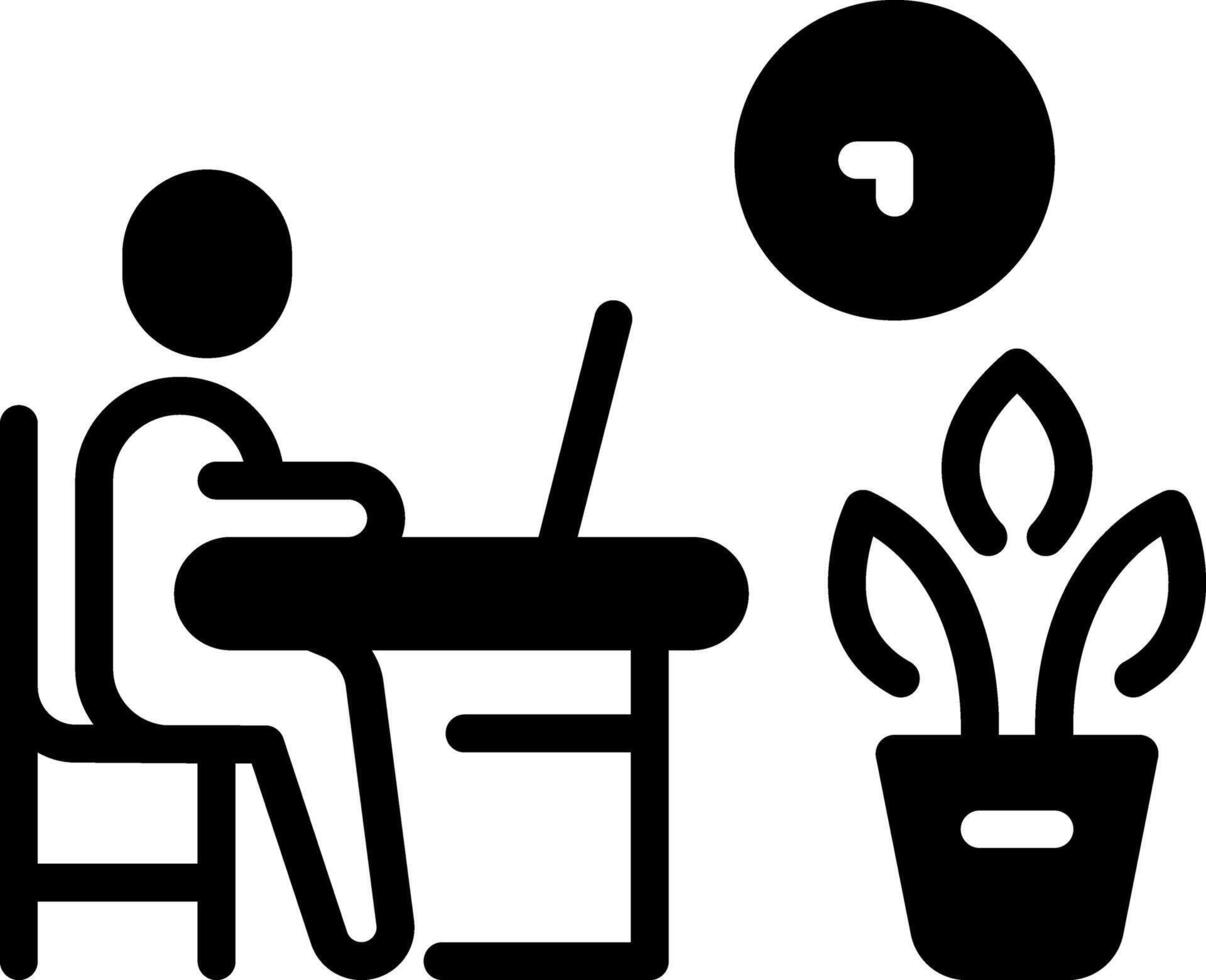 Solid black icon for office work vector