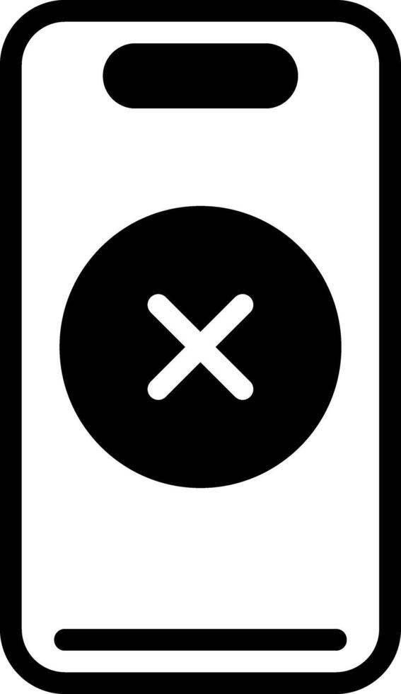 Solid black icon for no phone vector