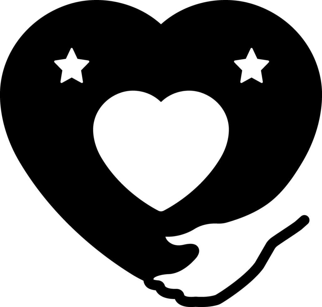 Solid black icon for self love vector