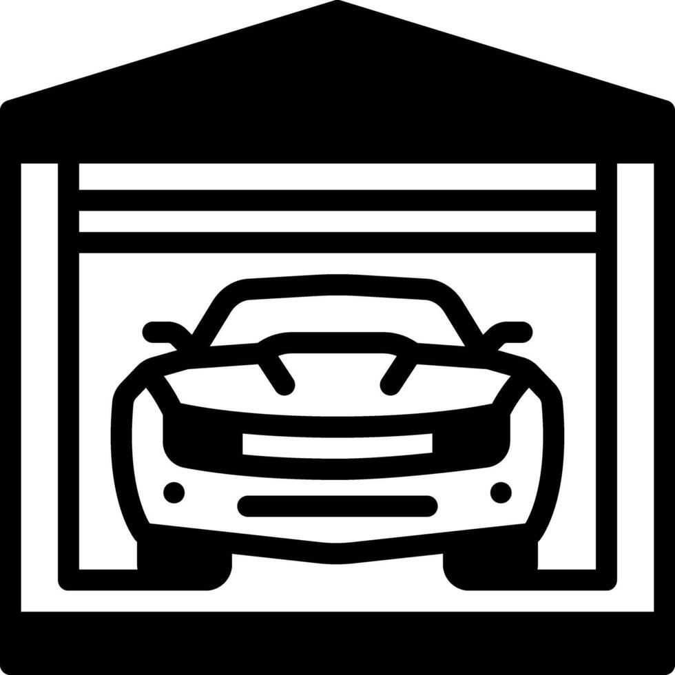 Solid black icon for garage vector