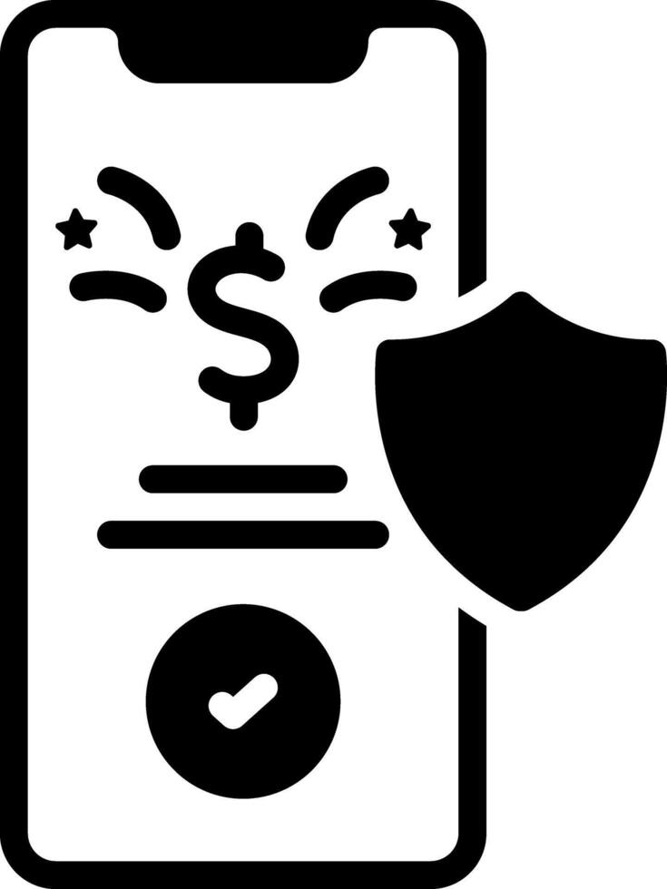 Solid black icon for safe payment vector