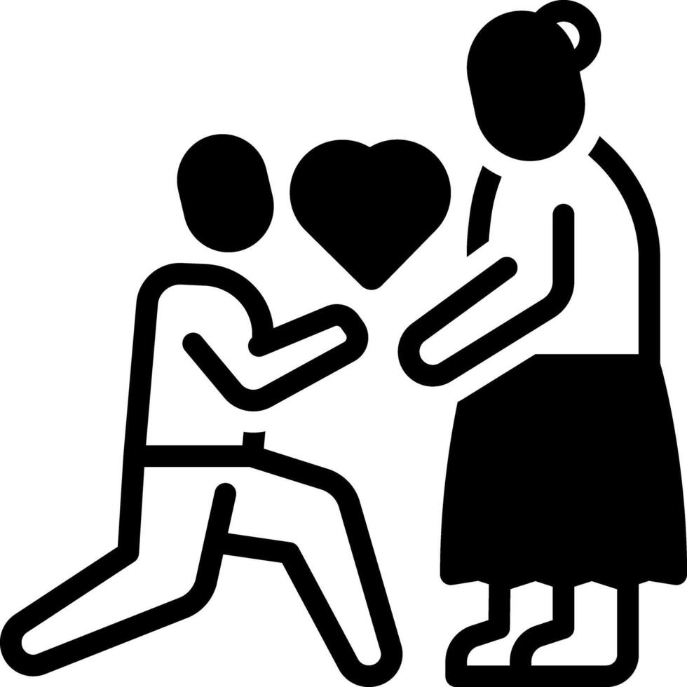 Solid black icon for give love vector