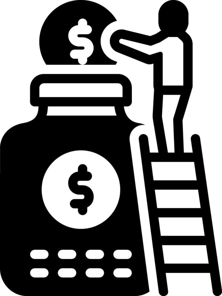 Solid black icon for save money vector