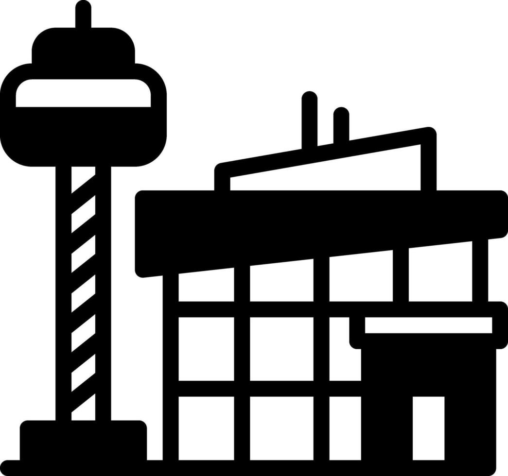 Solid black icon for airport vector