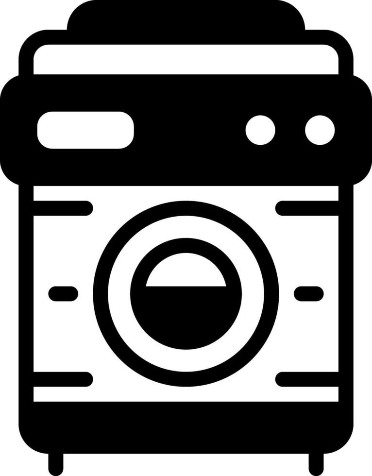 Solid black icon for washing machine vector