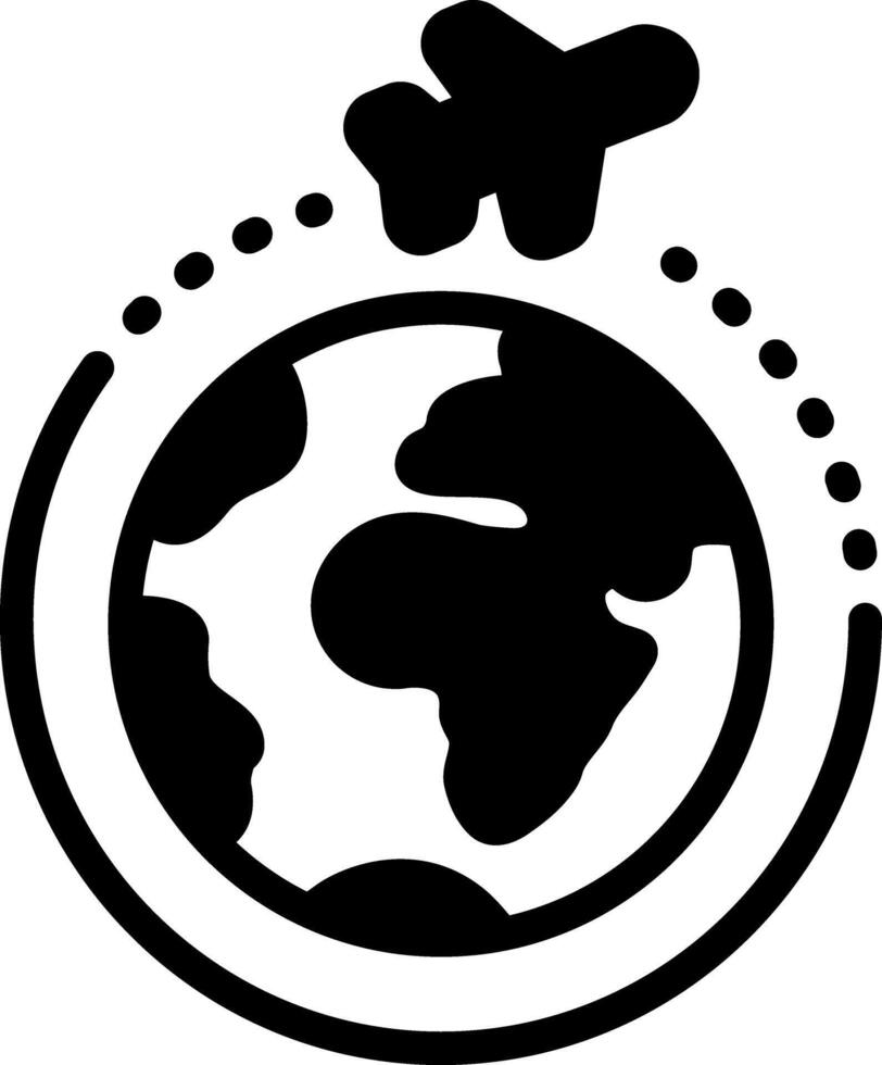 Solid black icon for world wide delivery vector
