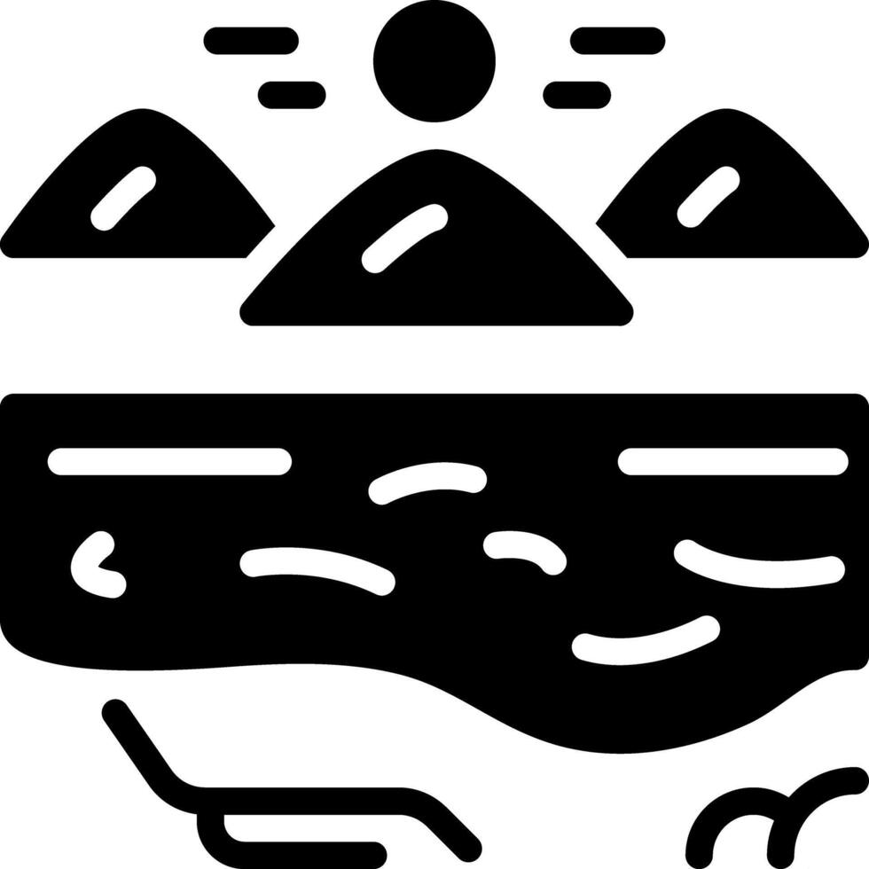Solid black icon for beach vector