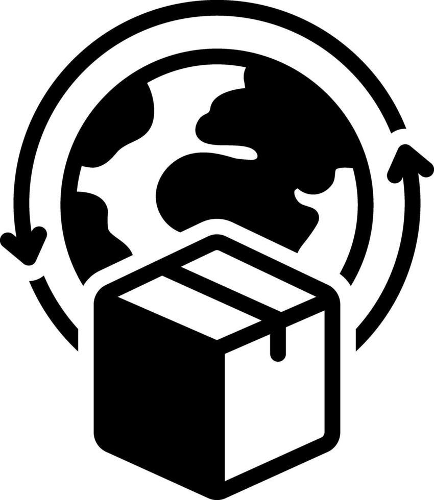 Solid black icon for world wide delivery vector