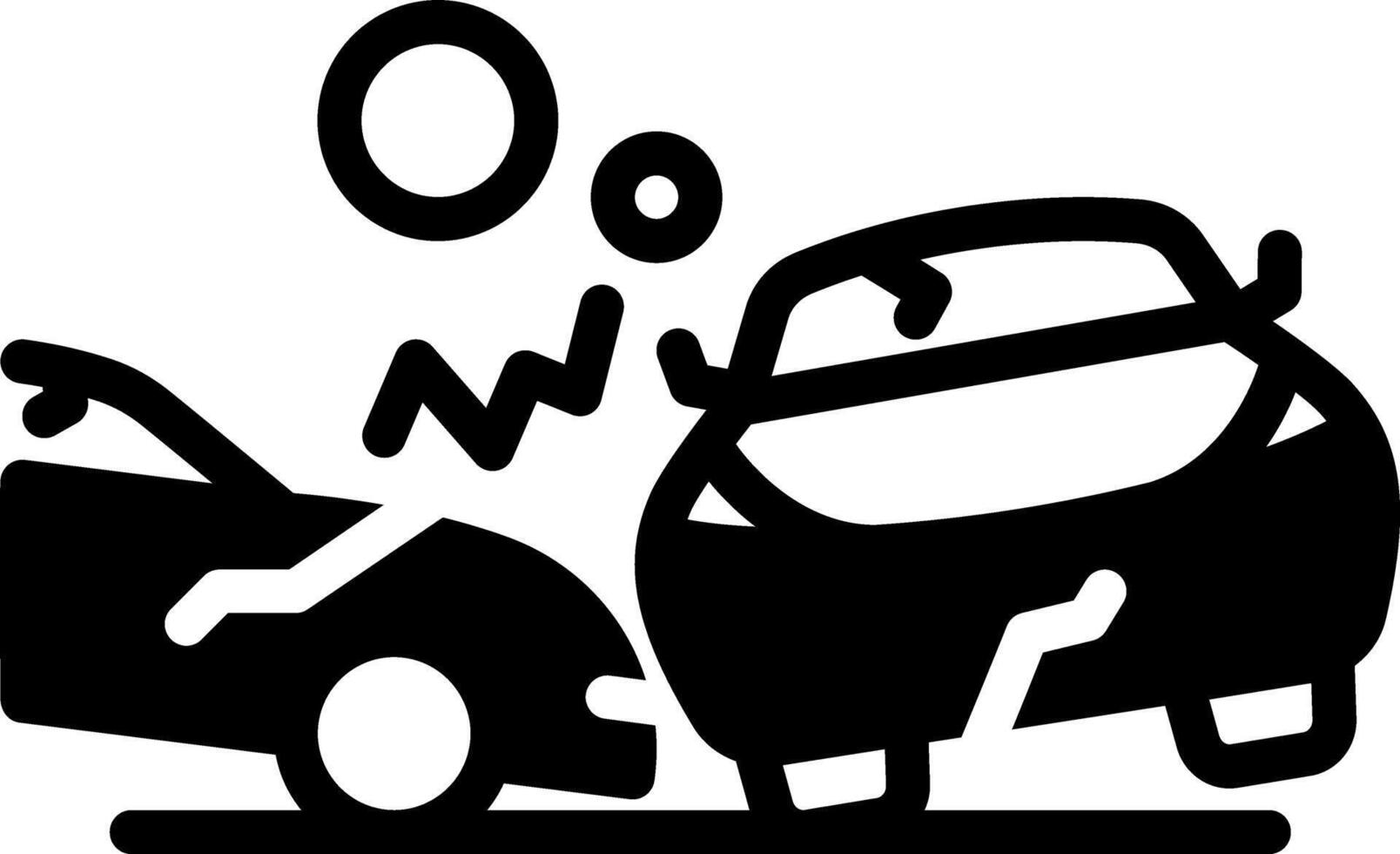 Solid black icon for car accident vector