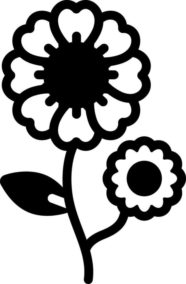 Solid black icon for flowers vector