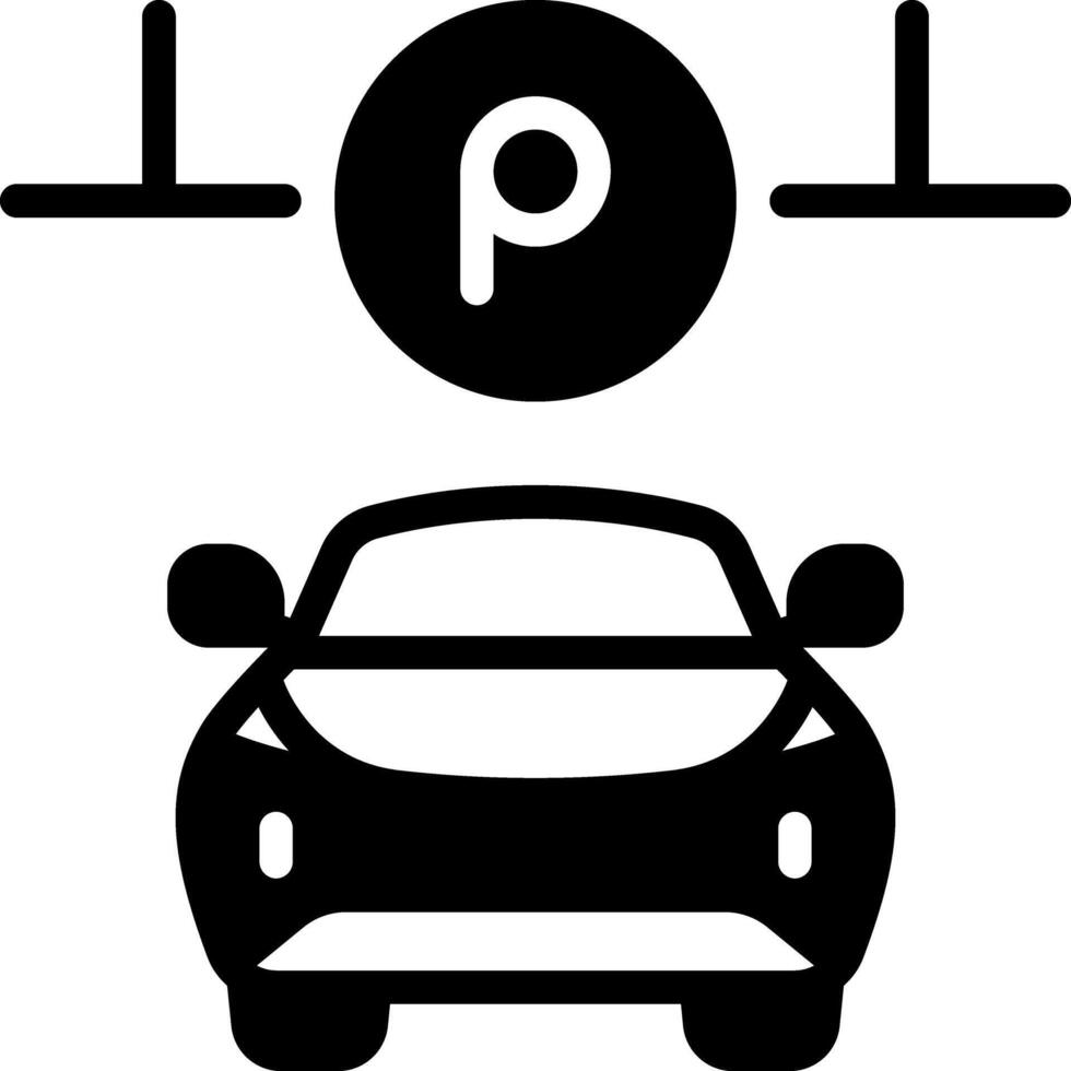 Solid black icon for parking vector