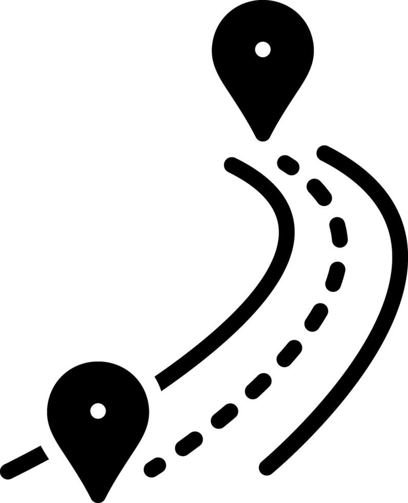 Solid black icon for route vector
