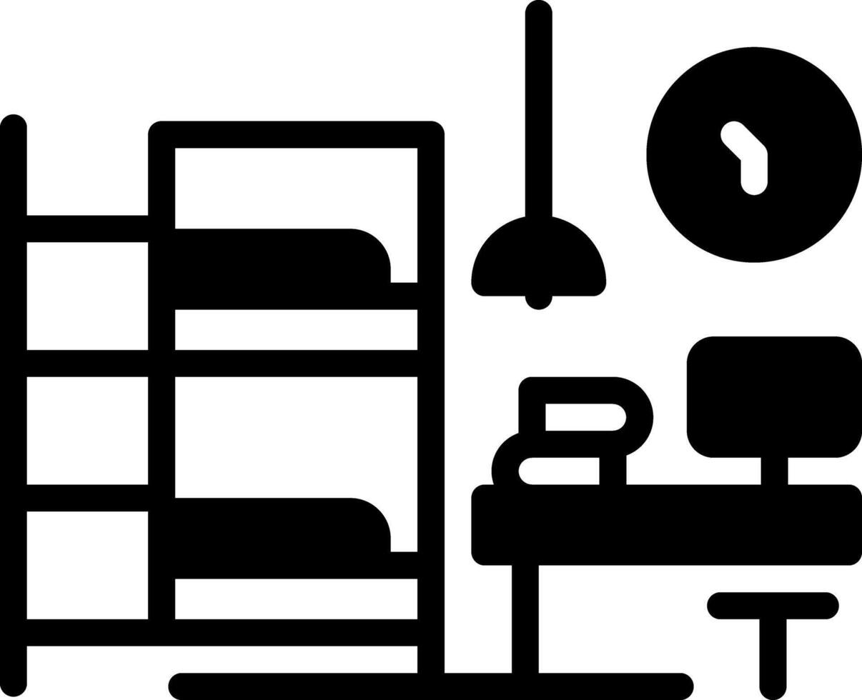 Solid black icon for hostel vector