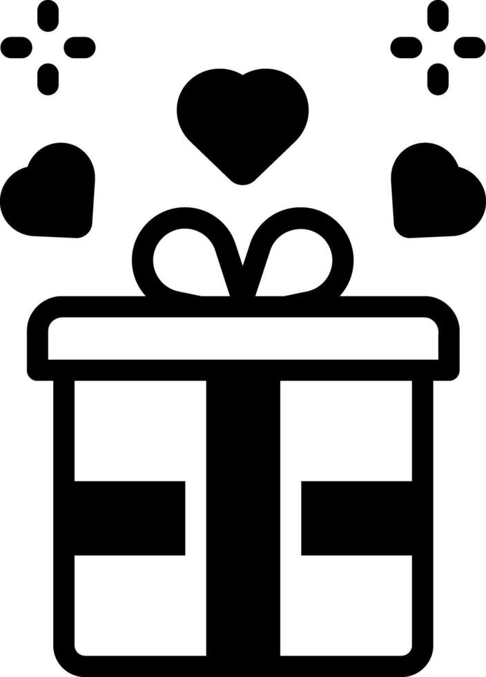 Solid black icon for gift vector