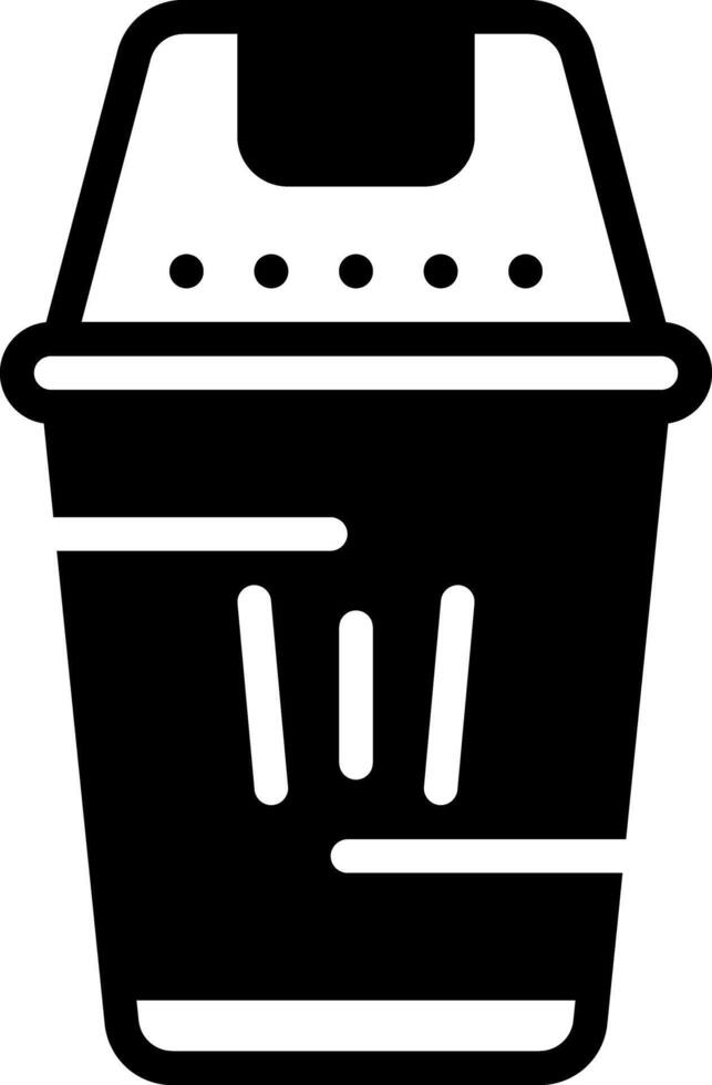 Solid black icon for dustbin vector