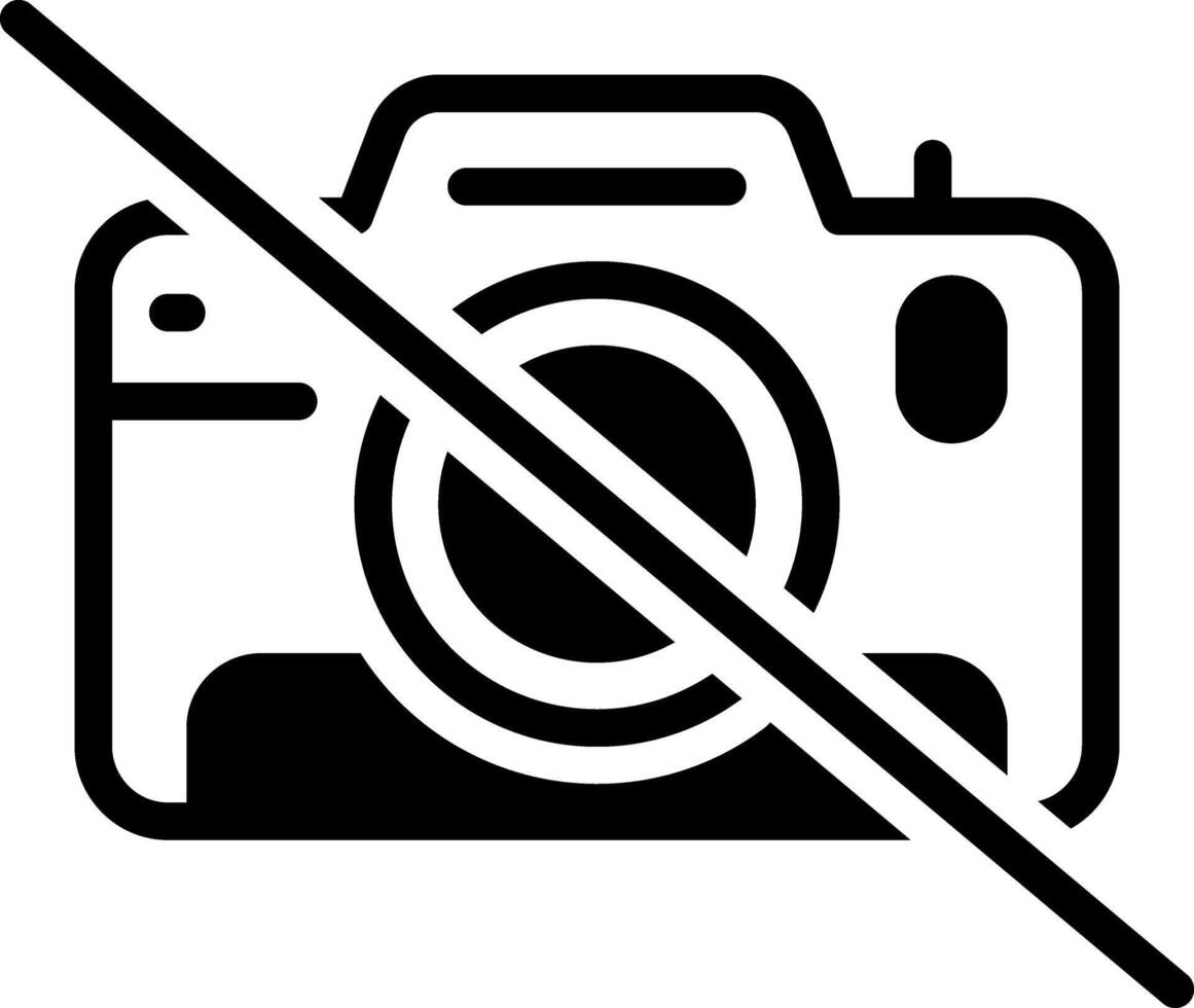 Solid black icon for no photo vector