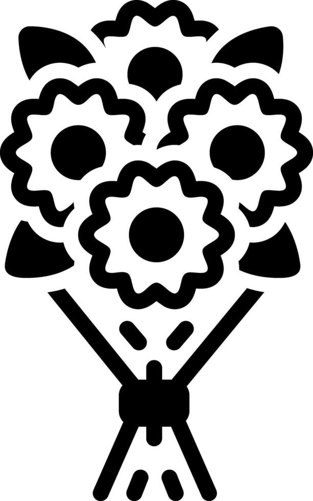 Solid black icon for flowers vector