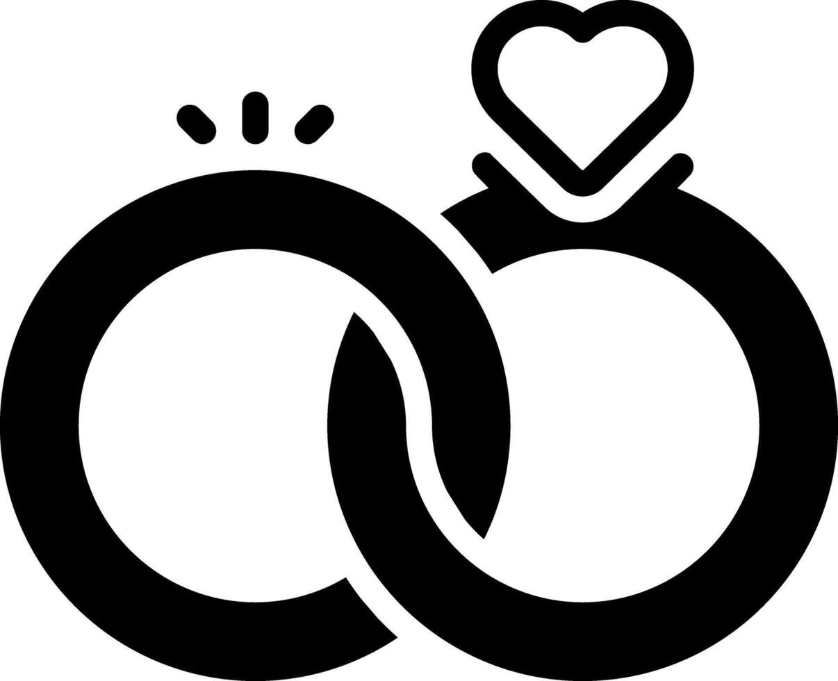 Solid black icon for couple ring vector