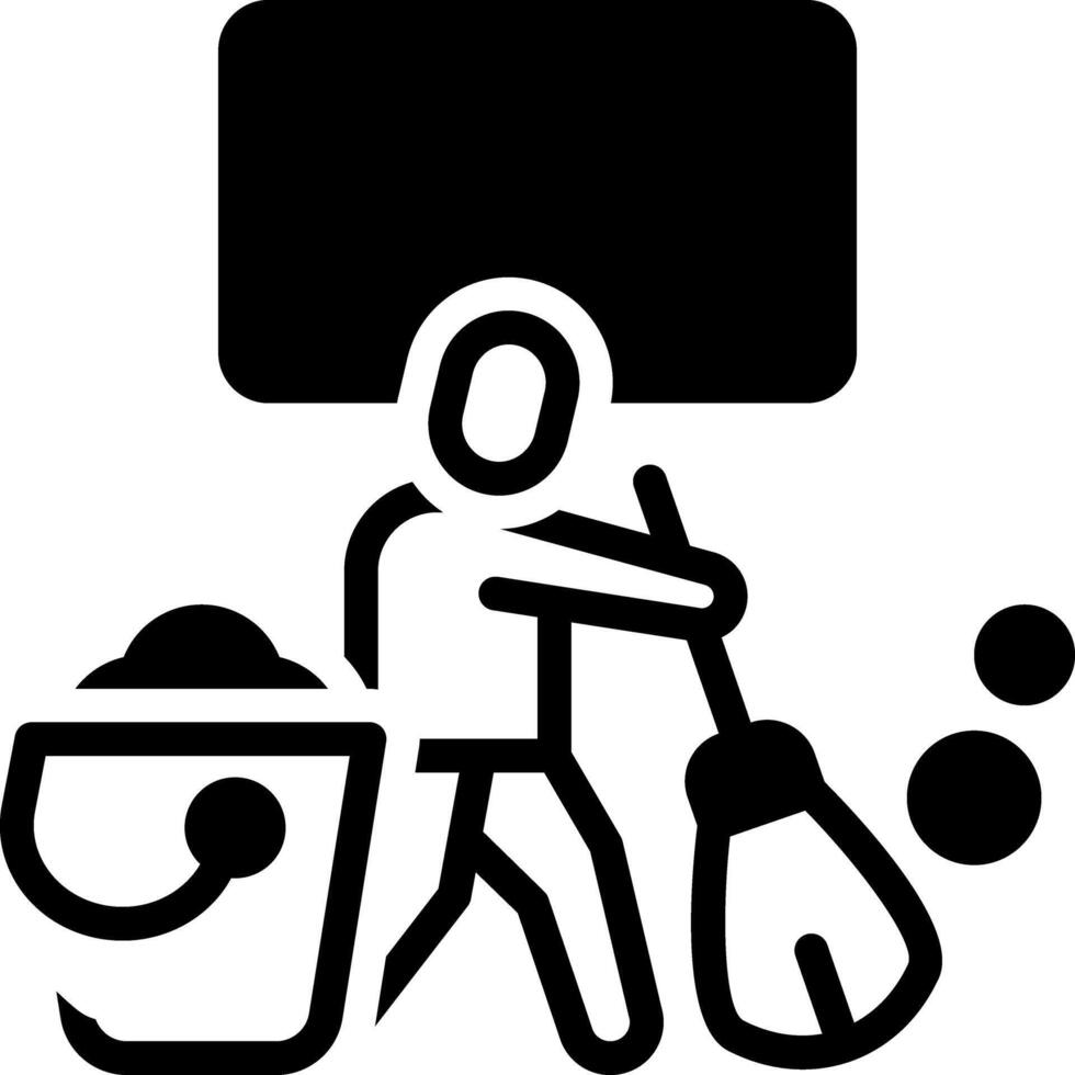 Solid black icon for cleaning vector