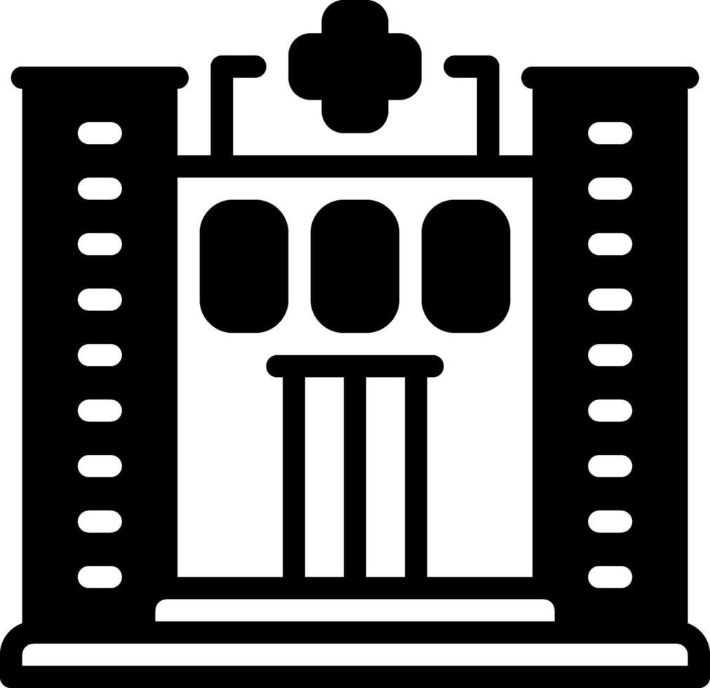 Solid black icon for clinic vector