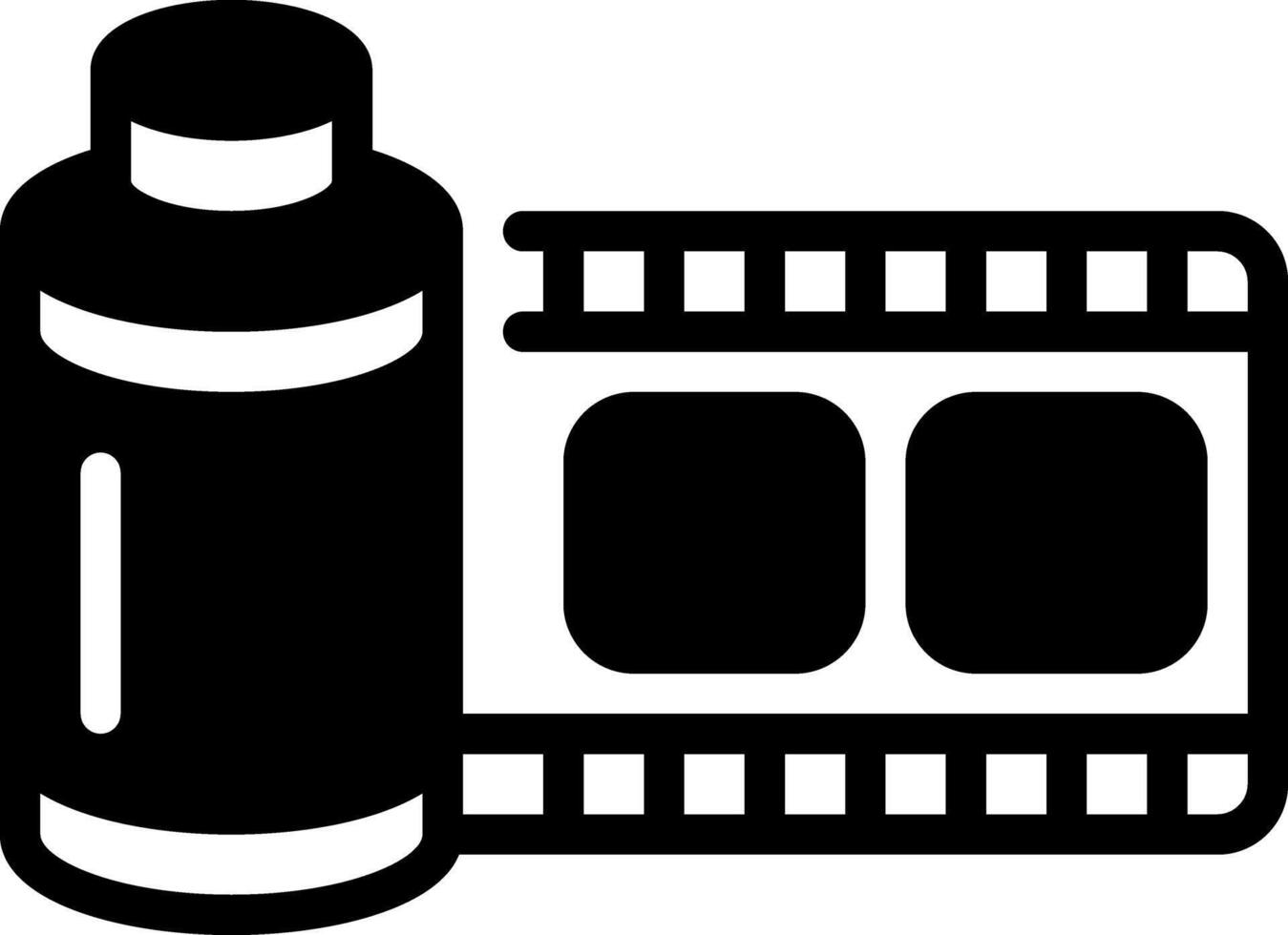 Solid black icon for film roll vector