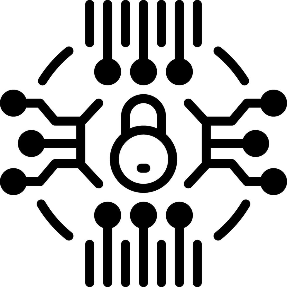 Solid black icon for network security vector