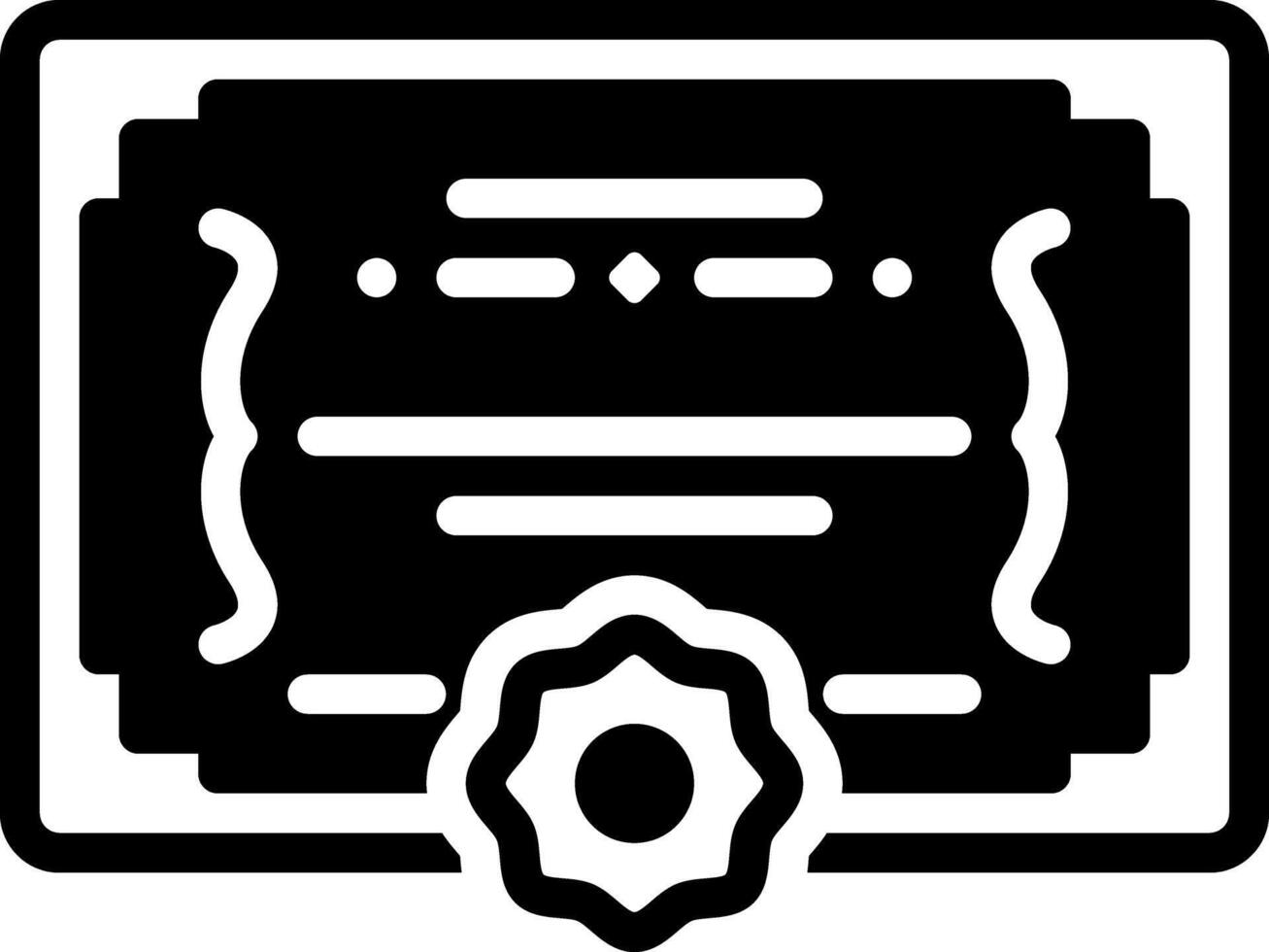 Solid black icon for degree certificates vector